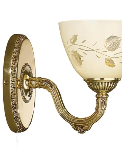 Бра с выключателем A 6358/1  Reccagni Angelo бежевый на 1 лампа, основание золотое в стиле классический  фото 2