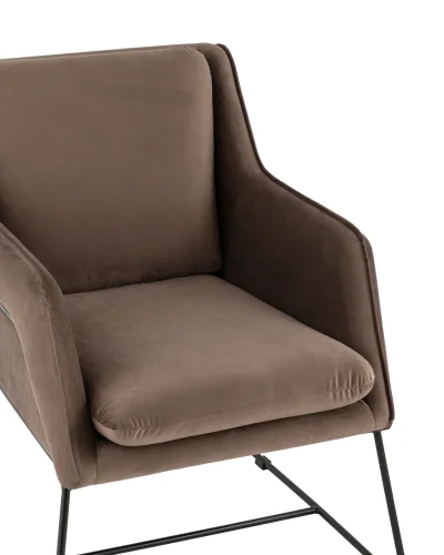 Кресло Роланд в стиле лофт велюр коричневый УТ000035916 Stool Group, коричневый/велюр, ножки/металл/чёрный, размеры - ****700*840мм фото 2