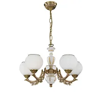 Люстра подвесная  L 8655/5 Reccagni Angelo белая на 5 ламп, основание античное бронза в стиле кантри классический 