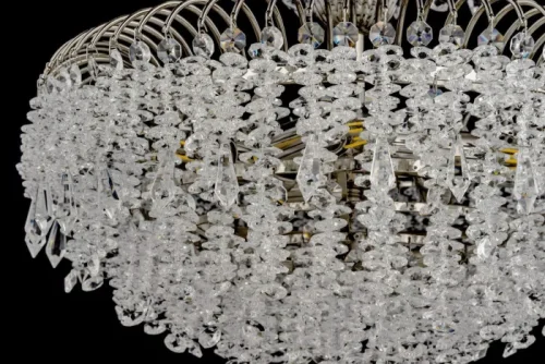 Люстра подвесная хрустальная Bronte E 1.5.60.106 N Arti Lampadari прозрачная на 10 ламп, основание никель в стиле классический арт-деко каскад фото 2