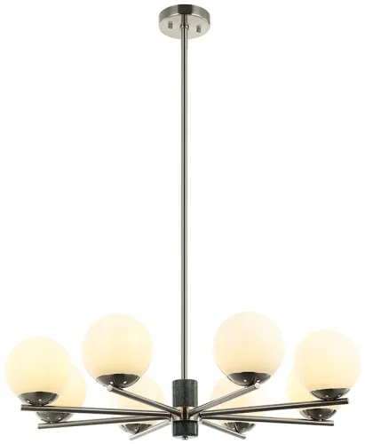 Люстра подвесная Sharo 2150/11/08P Stilfort белая на 8 ламп, основание никель в стиле современный шар