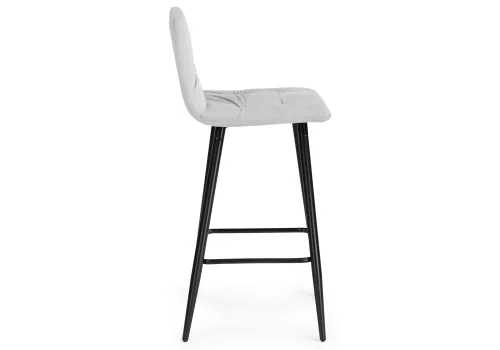 Барный стул Stich light gray 15053 Woodville, серый/велюр, ножки/металл/чёрный, размеры - ****430*480 фото 3