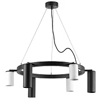 Люстра подвесная Rullo LR016873363 Lightstar чёрная белая на 6 ламп, основание чёрное в стиле хай-тек 