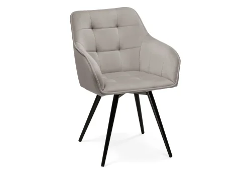 Кресло Идас крутящееся серый / черный глянец 566488 Woodville, серый/велюр, ножки/металл/чёрный, размеры - ****540*610мм фото 2