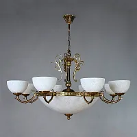 Люстра подвесная  SEVILLE 02140/8 PB AMBIENTE by BRIZZI белая на 16 ламп, основание бронзовое в стиле классический 