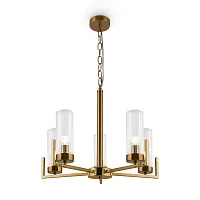 Люстра подвесная Adeline FR5214PL-05BS Freya прозрачная на 5 ламп, основание латунь в стиле современный Люстра подвесная Adeline FR5214PL-05BS Freya прозрачная на 5 ламп, основание латунь в стиле современный