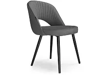 Деревянный стул Сандвикен черный / velutto 32 462137 Woodville, серый/велюр, ножки/металл/чёрный, размеры - ****500*550