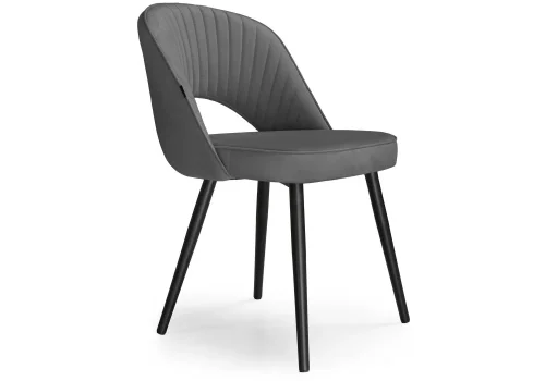 Деревянный стул Сандвикен черный / velutto 32 462137 Woodville, серый/велюр, ножки/металл/чёрный, размеры - ****500*550