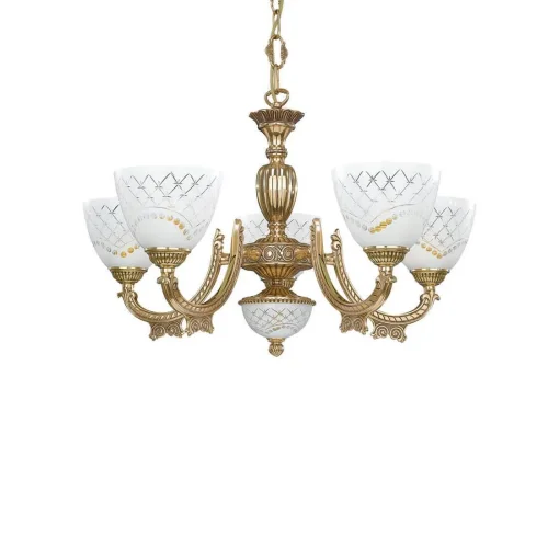 Люстра подвесная  L 7152/5 Reccagni Angelo белая на 5 ламп, основание золотое в стиле классический  фото 2