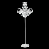 Торшер напольный  SEVILIA PT4 SILVER Crystal Lux  серебряный 4 лампы, основание белое в стиле арт-деко
