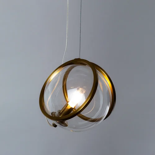 Светильник подвесной Hazel 5015/17 SP-1 Divinare прозрачный латунь 1 лампа, основание латунь в стиле современный  фото 2