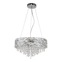Люстра подвесная LSP-8894 Lussole прозрачная на 6 ламп, основание хром в стиле современный Люстра подвесная LSP-8894 Lussole прозрачная на 6 ламп, основание хром в стиле современный