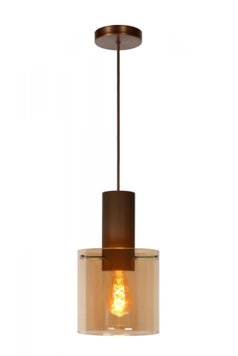 Светильник подвесной лофт Toledo 74405/01/62 Lucide янтарный 1 лампа, основание медь в стиле лофт 