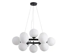 Люстра подвесная Сида 07508-12,19 Kink Light белая на 12 ламп, основание чёрное в стиле модерн молекула шар