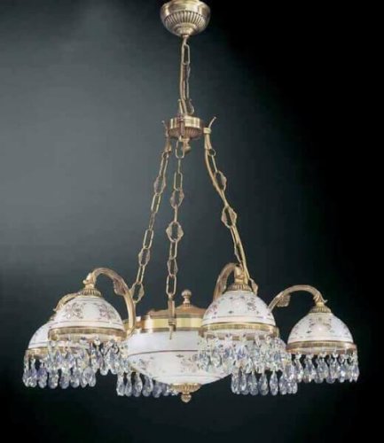 Люстра подвесная  L 6000/6+2 Reccagni Angelo белая прозрачная на 8 ламп, основание античное бронза в стиле классика 