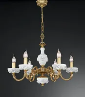 Люстра подвесная  L 9111/6 Reccagni Angelo белая на 6 ламп, основание золотое в стиле классический 