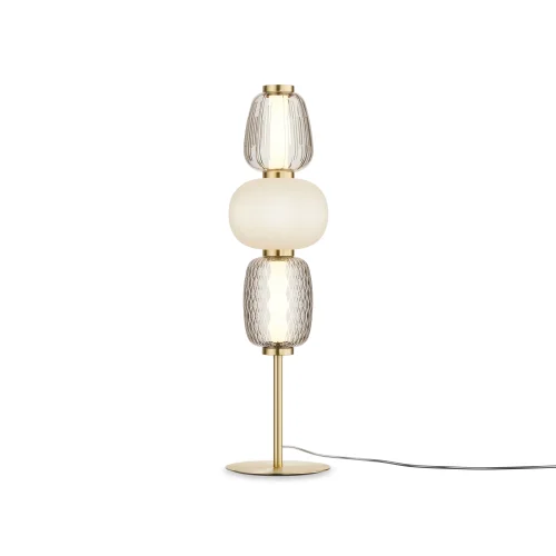 Настольная лампа LED Pattern MOD267TL-L28G3K Maytoni прозрачная белая 1 лампа, основание золотое металл в стиле арт-деко современный 