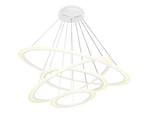 Люстра подвесная LED с пультом FA4363 Ambrella light белая на 1 лампа, основание белое в стиле современный хай-тек с пультом кольца фото 2