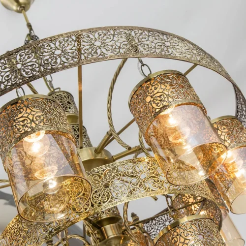 Люстра подвесная Эмир CL467193 Citilux янтарная на 9 ламп, основание бронзовое в стиле кантри восточный  фото 7