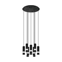 Светильник подвесной Bernabeta 39708 Eglo чёрный 10 ламп, основание чёрное в стиле современный каскад трубочки