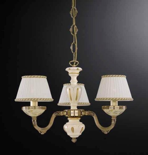 Люстра подвесная  L 6708/3 Reccagni Angelo жёлтая белая на 3 лампы, основание золотое в стиле классический кантри 