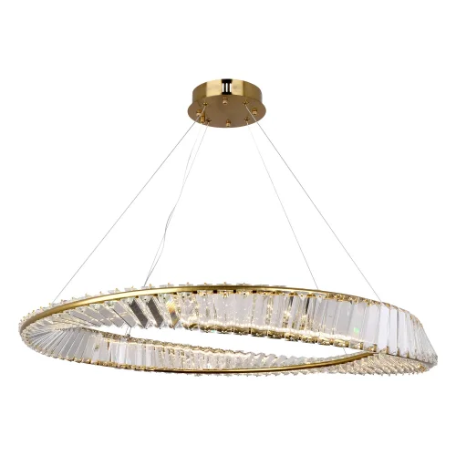 Люстра подвесная LED Kent LSP-7120 Lussole прозрачная на 1 лампа, основание бронзовое в стиле современный кольца