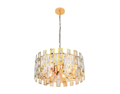 Люстра подвесная TR5061 Ambrella light прозрачная на 6 ламп, основание золотое в стиле современный классический  фото 4