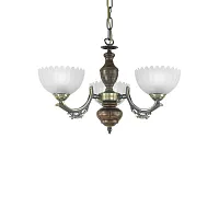 Люстра подвесная  L 2805/3 Reccagni Angelo белая на 3 лампы, основание бронзовое коричневое в стиле кантри классический 