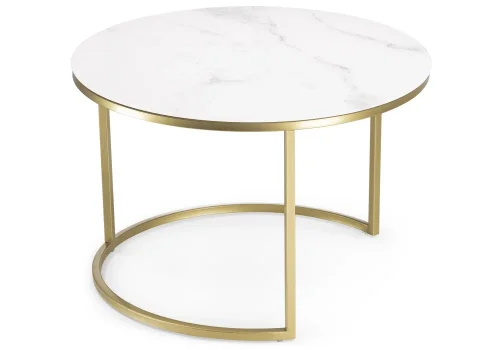 Комплект столиков Плумерия белый мрамор / золото 500008 Woodville столешница белая мрамор из стекло фото 4