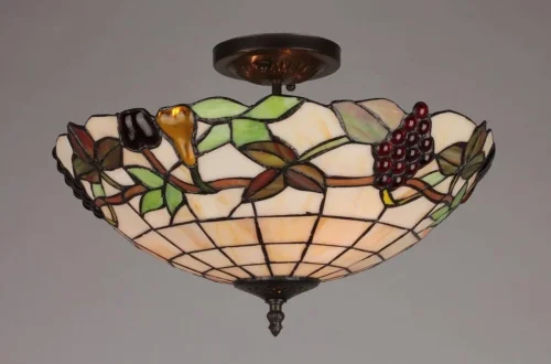 Люстра потолочная Alenquer OML-80307-03 Omnilux разноцветная на 3 лампы, основание античное бронза в стиле тиффани фрукты фото 2