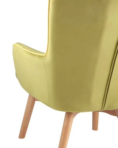 Кресло Манго, вельвет, оливковый УТ000001764 Stool Group, зелёный/велюр, ножки/дерево/коричневый, размеры - ****710*780мм фото 6