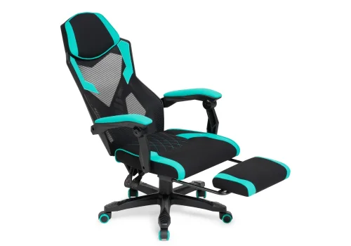 Компьютерное кресло Brun tiffany / black 15400 Woodville, голубой чёрный/сетка ткань, ножки/пластик/чёрный, размеры - *1200***610* фото 7