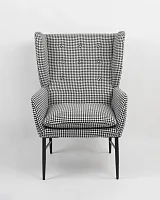 Кресло Мэйден гусиная лапка, черно-белый УТ000037092 Stool Group, серый/велюр, ножки/металл/чёрный, размеры - *970***660*730мм