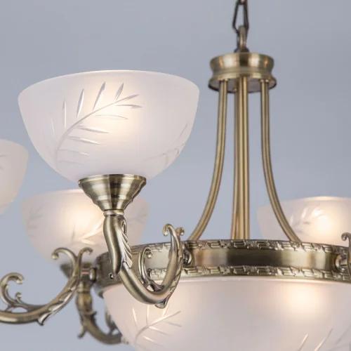 Люстра подвесная Кремона CL406193 Citilux белая на 9 ламп, основание бронзовое в стиле классический  фото 4