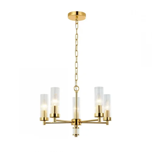 Люстра подвесная Aesthetic 2673-5P Favourite прозрачная на 5 ламп, основание золотое в стиле арт-деко классический 