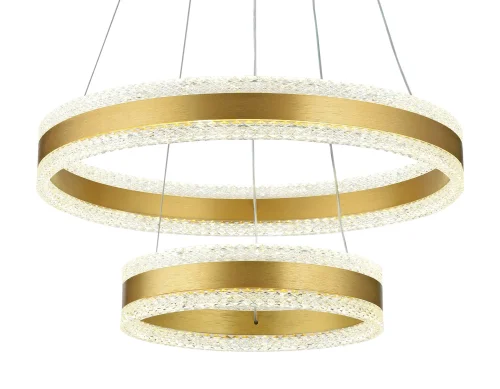 Люстра подвесная LED с пультом FA6178 Ambrella light прозрачная золотая на 1 лампа, основание золотое в стиле современный хай-тек с пультом кольца фото 2