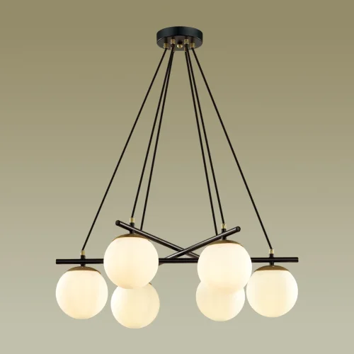 Люстра подвесная Moderni 5212/6 Lumion белая на 6 ламп, основание чёрное в стиле современный шар фото 3