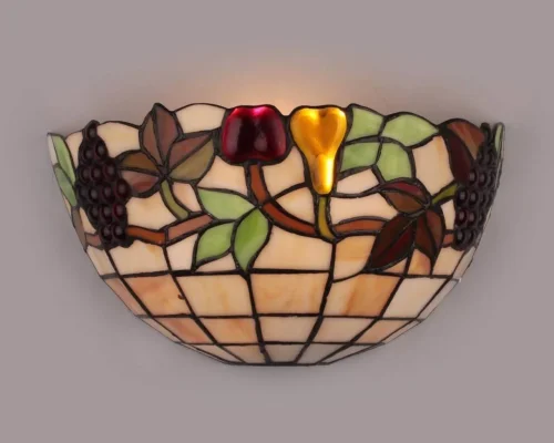 Бра Alenquer OML-80301-01 Omnilux разноцветный на 1 лампа, основание античное бронза в стиле тиффани фрукты фото 2
