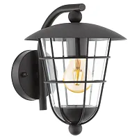 Настенный светильник PULFERO 94841 Eglo уличный IP44 чёрный 1 лампа, плафон прозрачный в стиле современный E27