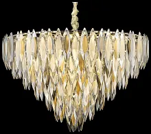 Люстра подвесная хрустальная Orlanda WE144.33.303 Wertmark янтарная прозрачная на 33 лампы, основание золотое в стиле классический 