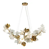 Люстра подвесная Fayette LSP-8908 Lussole белая на 14 ламп, основание матовое золото в стиле флористика 