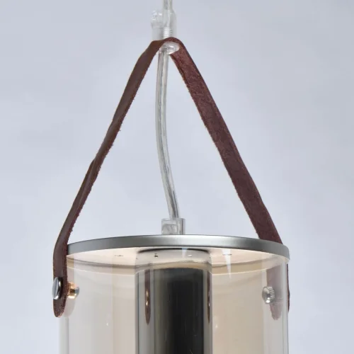 Светильник подвесной Тетро 673014801 DeMarkt прозрачный янтарный 1 лампа, основание серебряное в стиле современный  фото 6