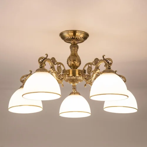 Люстра подвесная / потолочная Адриана CL405253 Citilux белая на 5 ламп, основание бронзовое в стиле классический  фото 7