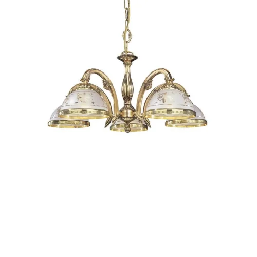 Люстра подвесная  L 6102/5 Reccagni Angelo белая прозрачная на 5 ламп, основание золотое в стиле классический  фото 2