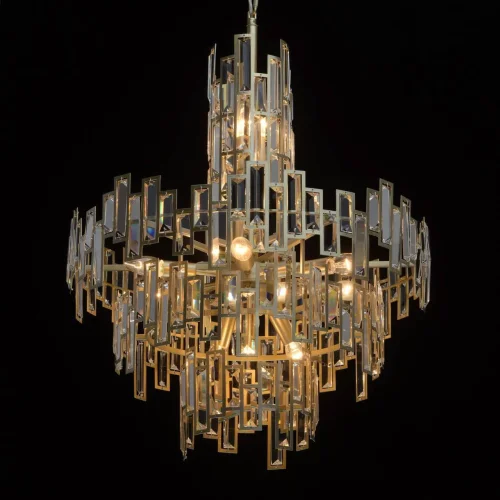 Люстра подвесная хрустальная Монарх 121010611 MW-Light прозрачная на 11 ламп, основание золотое в стиле классический  фото 2