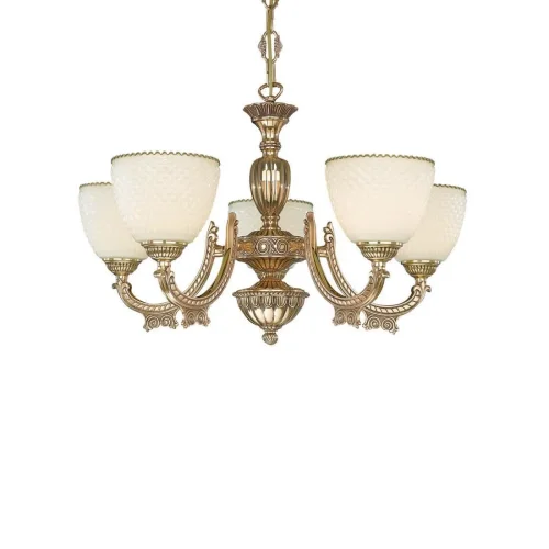 Люстра подвесная  L 7155/5 Reccagni Angelo бежевая на 5 ламп, основание золотое в стиле классический  фото 3