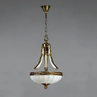Люстра подвесная  NAVARRA 02228 PB AMBIENTE by BRIZZI белая на 5 ламп, основание бронзовое в стиле классический 