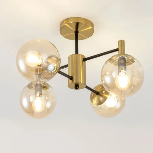 Люстра потолочная Шарлиз CL143143 Citilux прозрачная на 4 лампы, основание бронзовое в стиле современный шар фото 2