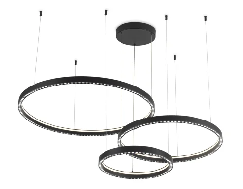 Люстра подвесная LED FL5882 Ambrella light чёрная на 1 лампа, основание чёрное в стиле современный хай-тек кольца