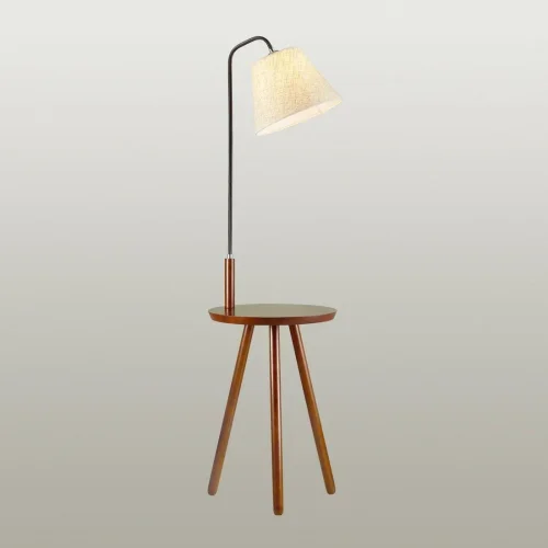 Торшер со столиком Kalda 4666/1F Odeon Light со столиком бежевый 1 лампа, основание коричневое в стиле кантри
 фото 2